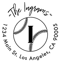 Baseball Outline Letter I Monogram Stamp Sample